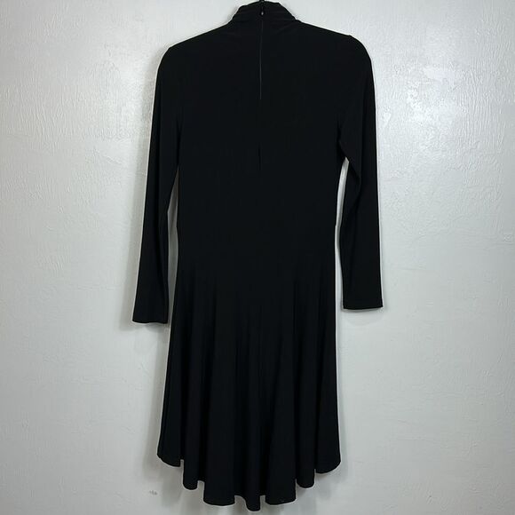 Joseph Ribkoff Black Long Sleeve Ruffle Appliqué Sheath Dress Size 8 - Picture 4 of 8